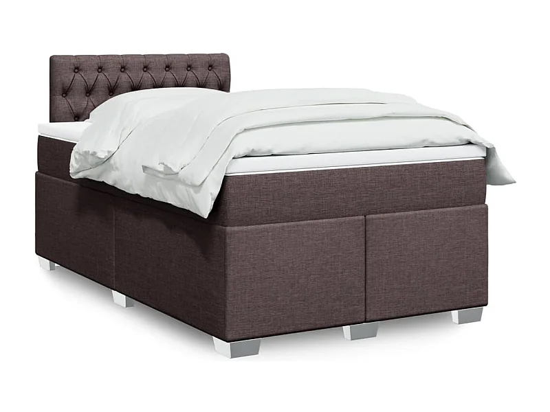 Cama box spring con colchón tela marrón oscuro 120x190 cm