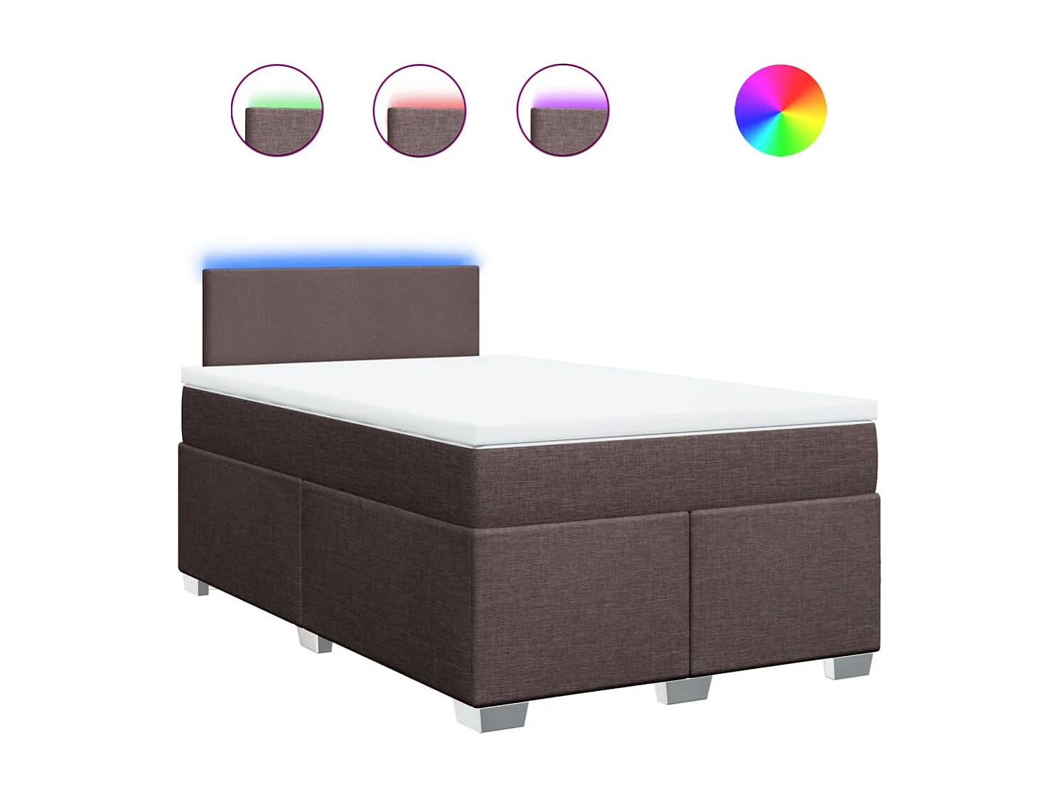 Sommier à lattes de lit et matelas marron foncé 120x190cm tissu