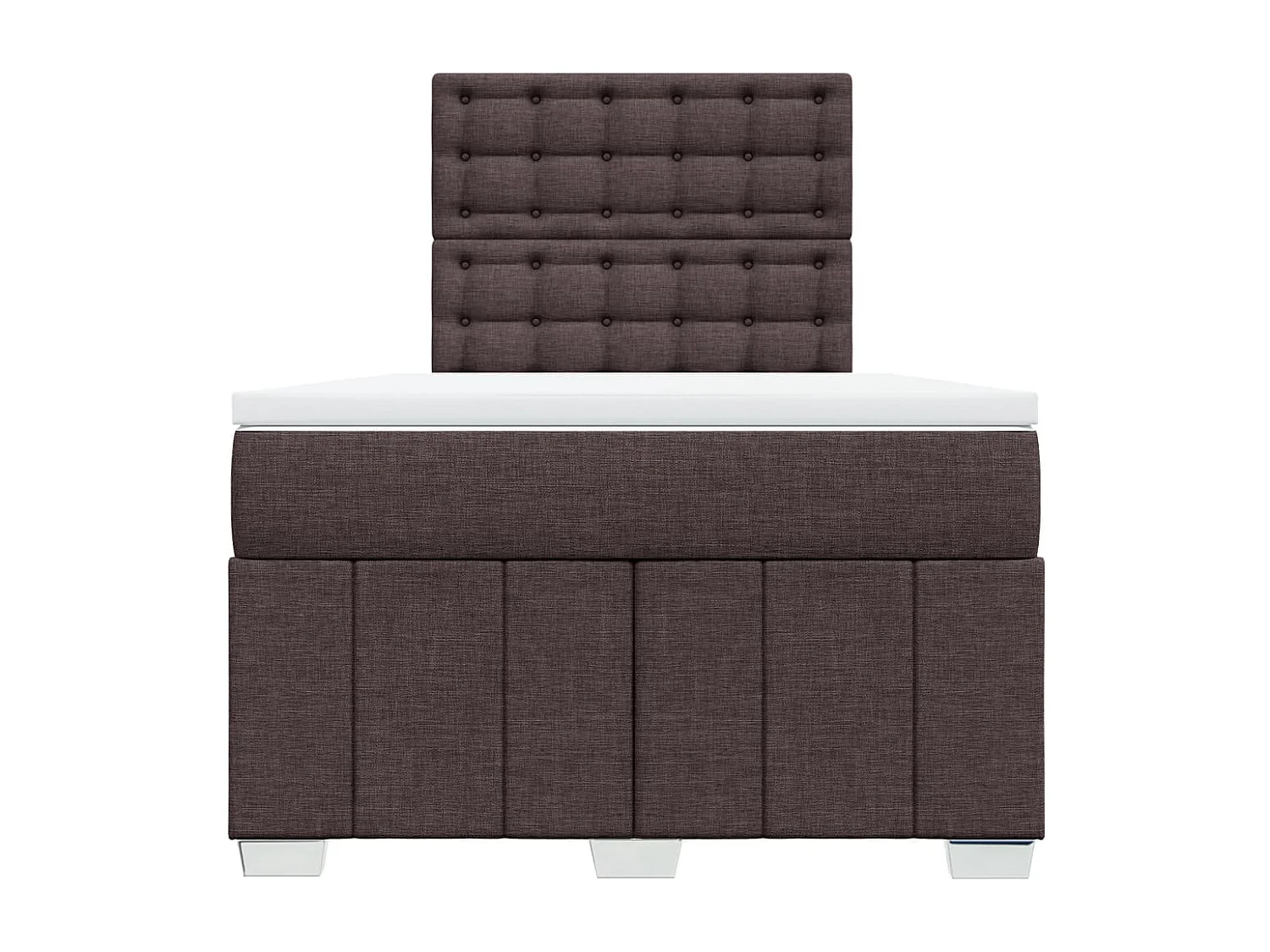 Cama box spring con colchón tela marrón oscuro 120x190 cm