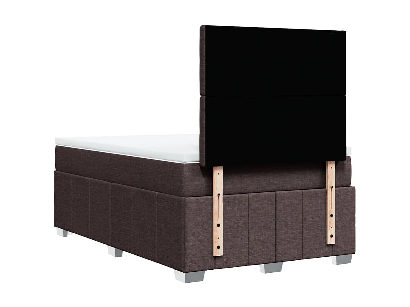 Cama box spring con colchón tela marrón oscuro 120x190 cm