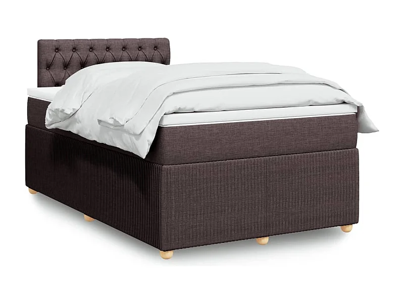 Cama box spring con colchón tela marrón oscuro 120x190 cm