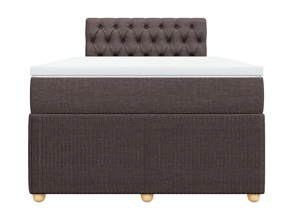 Cama box spring con colchón tela marrón oscuro 120x190 cm