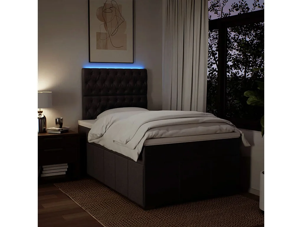 Sommier à lattes de lit et matelas marron foncé 120x190cm tissu