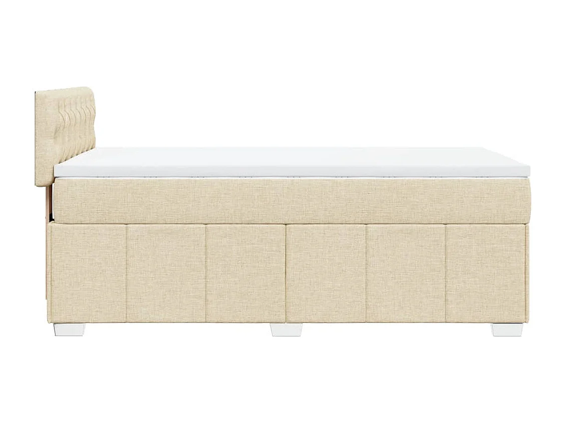 Cama box spring con colchón tela color crema 80x200 cm