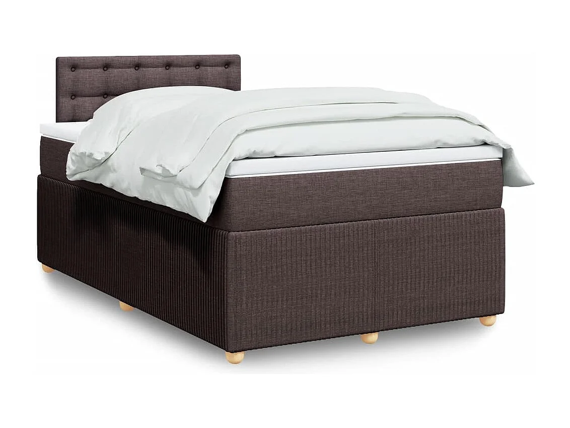 Cama boxspring com colchão 120x190 cm tecido castanho-escuro