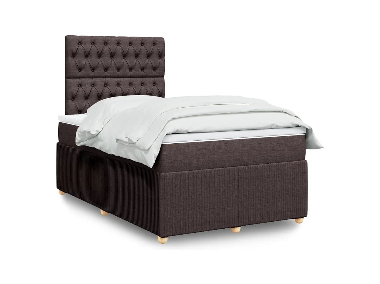 Sommier à lattes de lit et matelas marron foncé 120x190cm tissu