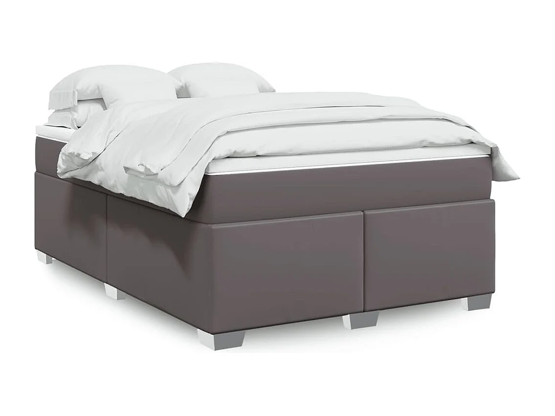 Cama com molas/colchão 140x190 cm couro artificial cinzento
