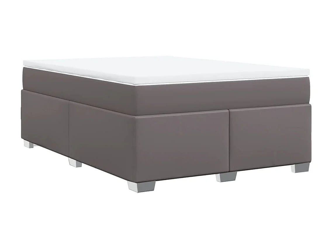 Cama com molas/colchão 140x190 cm couro artificial cinzento