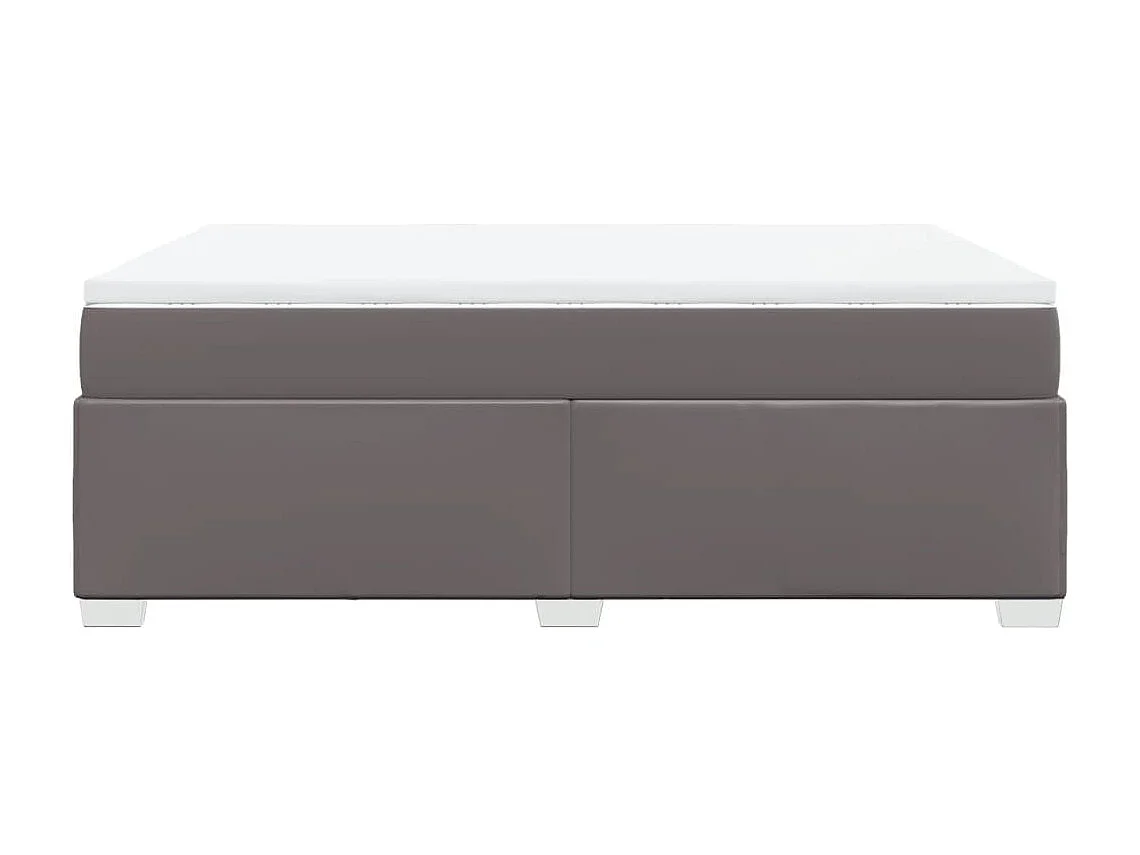 Cama box spring con colchón cuero sintético gris 140x190 cm