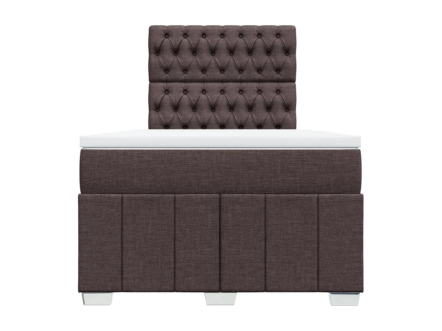 Cama box spring con colchón tela marrón oscuro 120x190 cm
