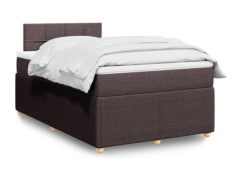 Cama boxspring com colchão 120x190 cm tecido castanho-escuro
