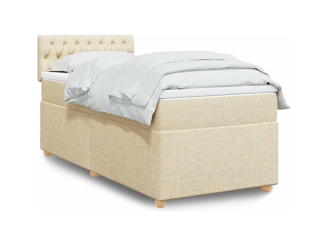 Sommier à lattes de lit avec matelas Crème 80x200 cm Tissu