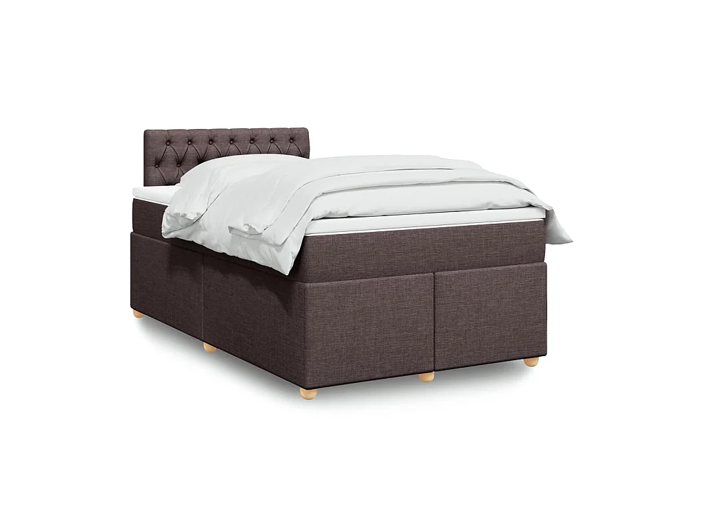 Cama box spring con colchón tela marrón oscuro 120x190 cm