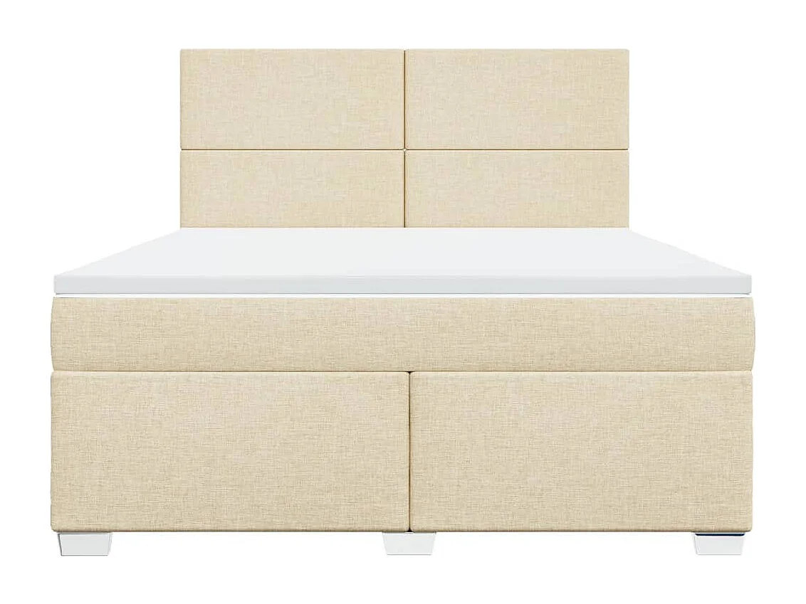 Cama box spring con colchón tela color crema 180x200 cm