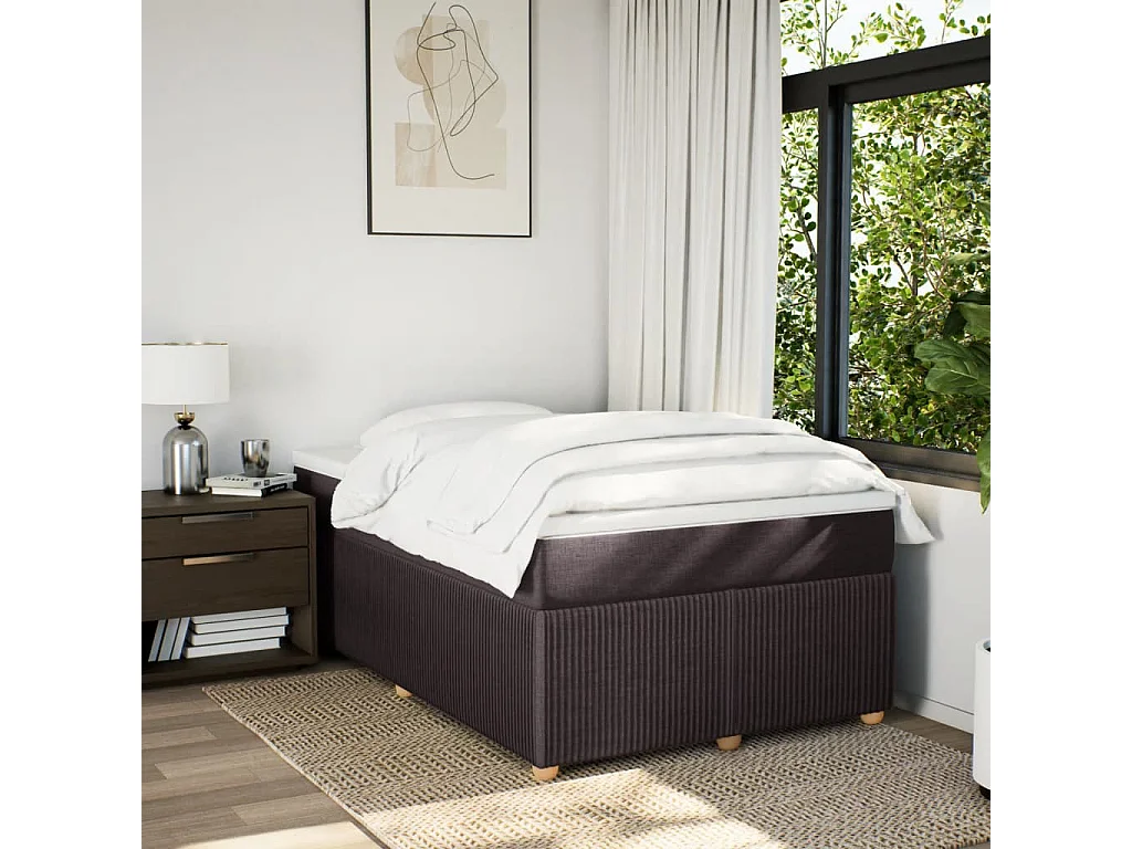 Sommier à lattes de lit et matelas marron foncé 120x190cm tissu