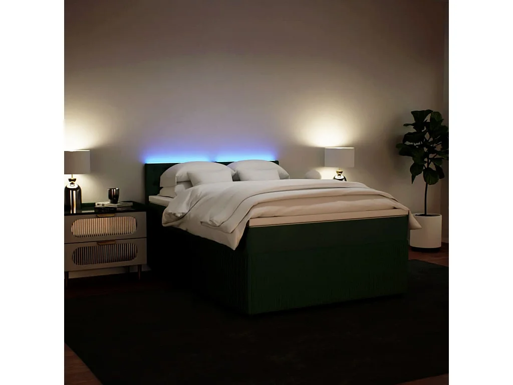 Sommier à lattes de lit et matelas Vert foncé 140x200cm Velours