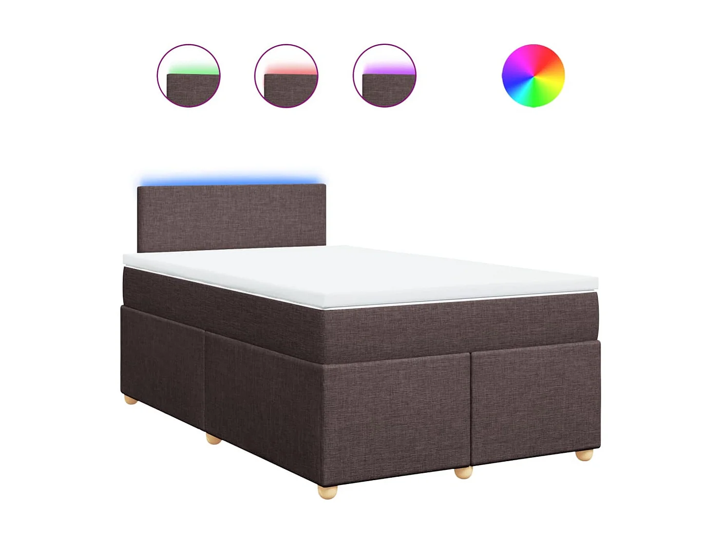 Sommier à lattes de lit et matelas marron foncé 120x190cm tissu