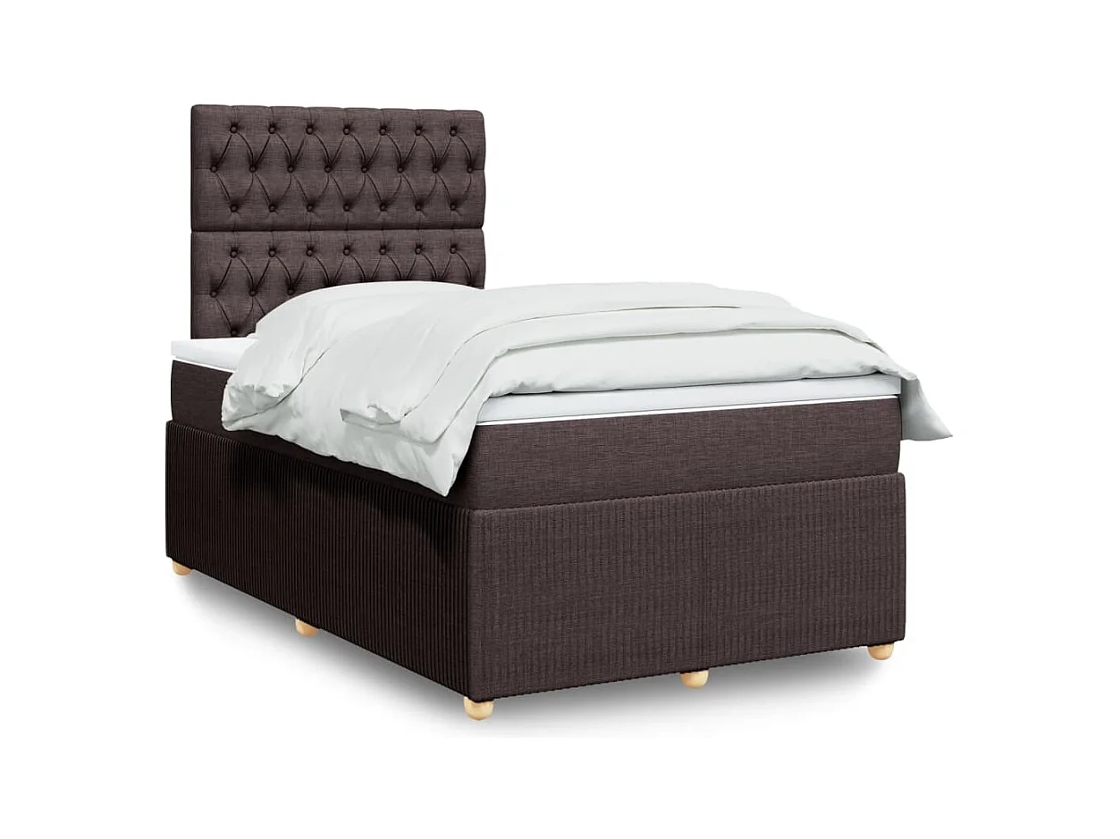 Sommier à lattes de lit et matelas marron foncé 120x190cm tissu