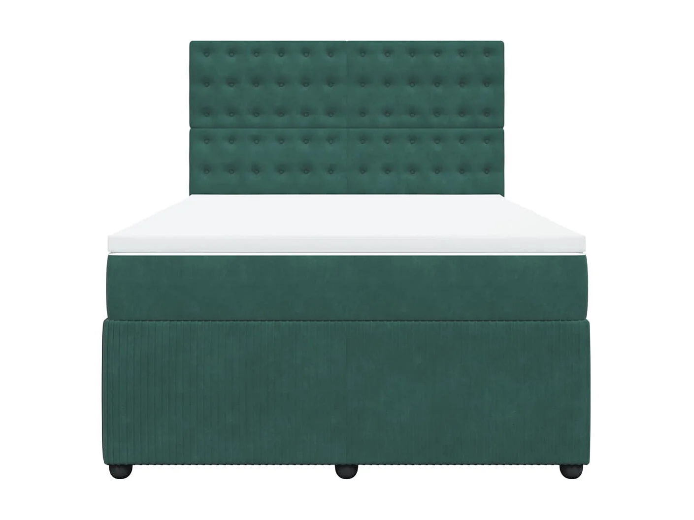 Cama box spring con colchón terciopelo verde oscuro 140x190 cm