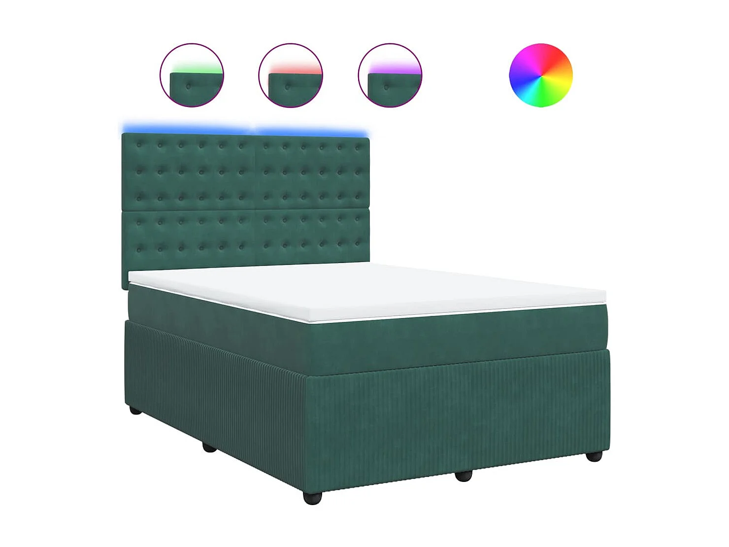 Cama box spring con colchón terciopelo verde oscuro 140x190 cm