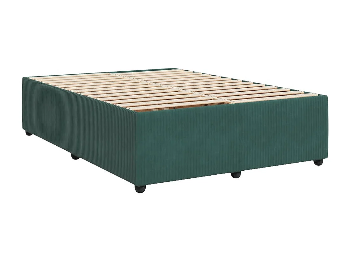 Cama box spring con colchón terciopelo verde oscuro 140x190 cm