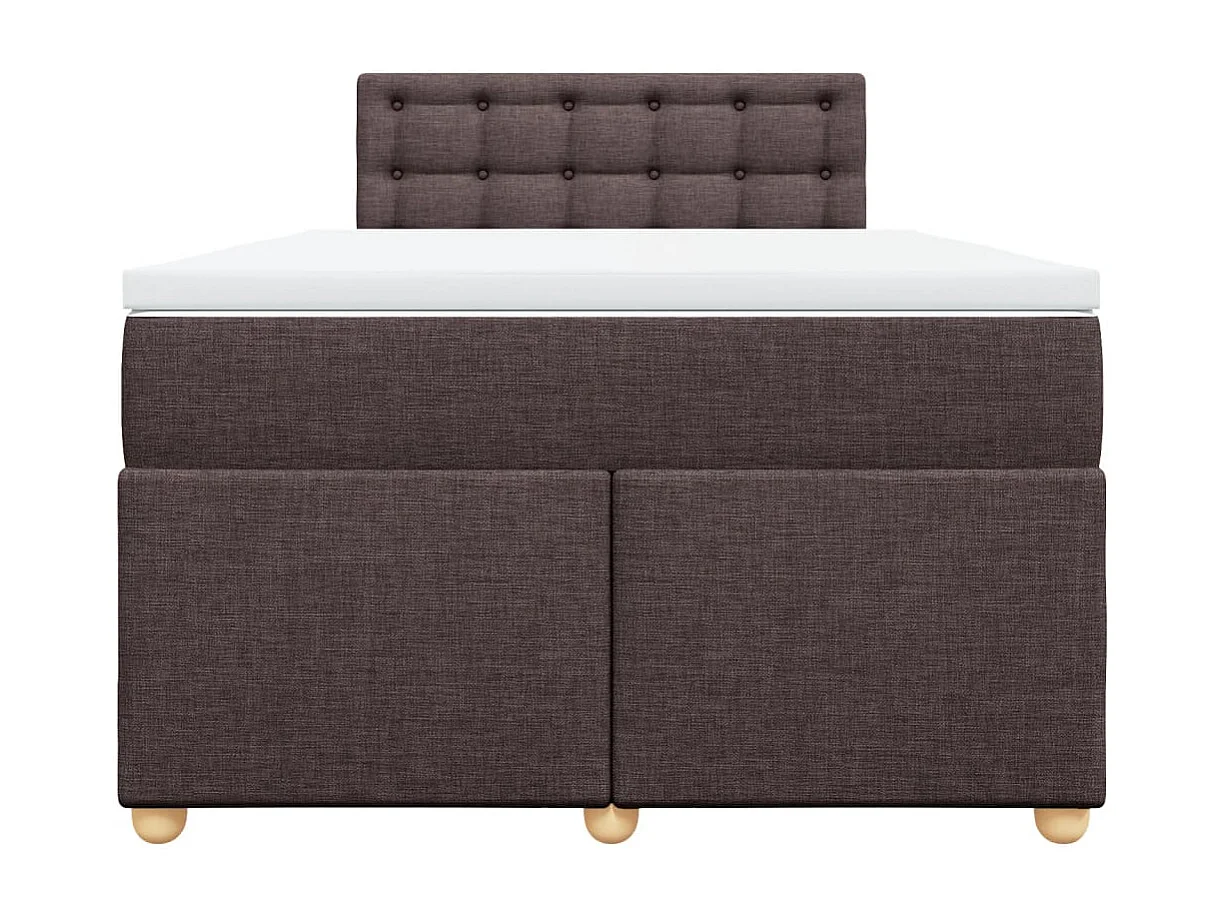 Cama box spring con colchón tela marrón oscuro 120x190 cm