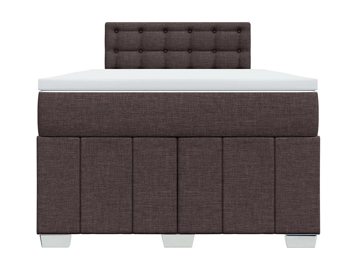 Cama box spring con colchón tela marrón oscuro 120x190 cm
