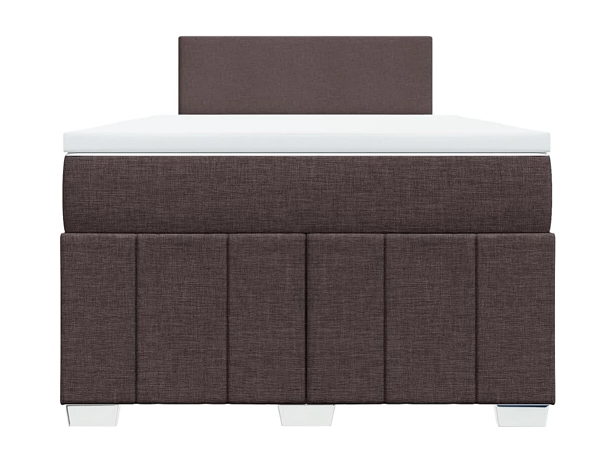 Cama box spring con colchón tela marrón oscuro 120x190 cm