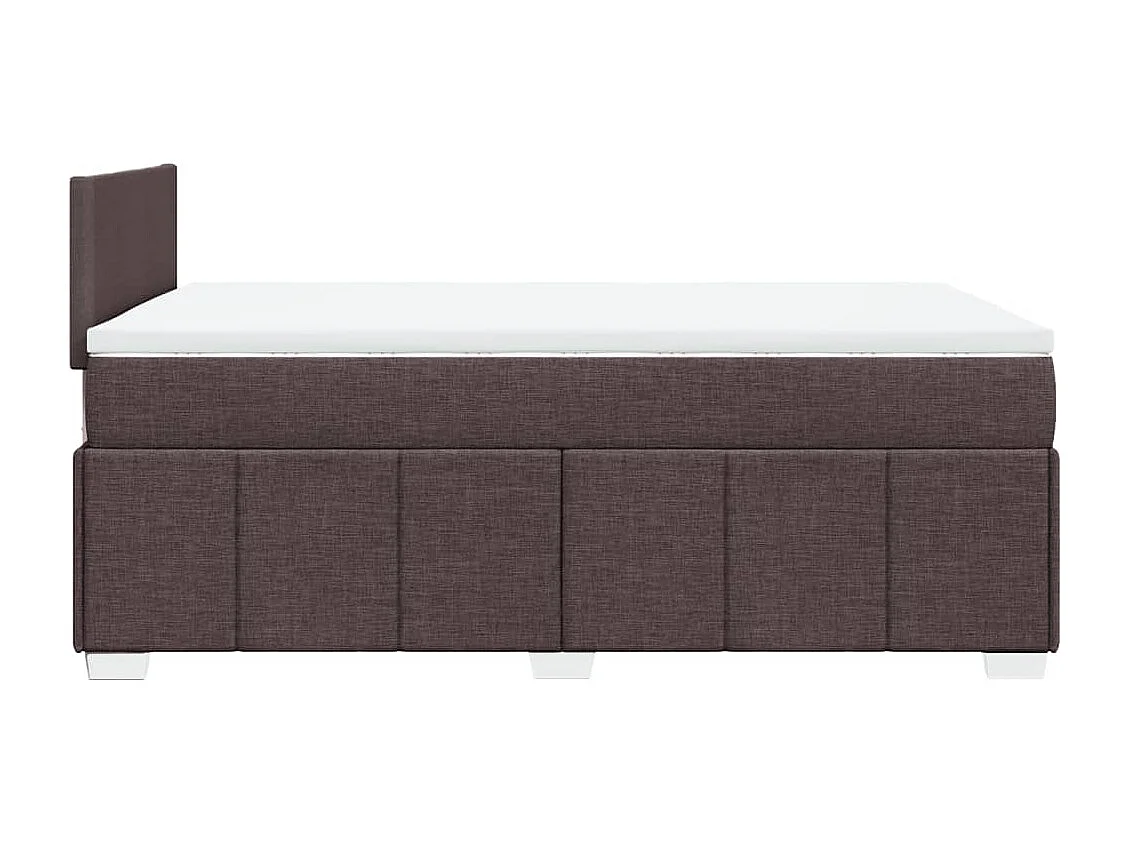 Cama box spring con colchón tela marrón oscuro 120x190 cm
