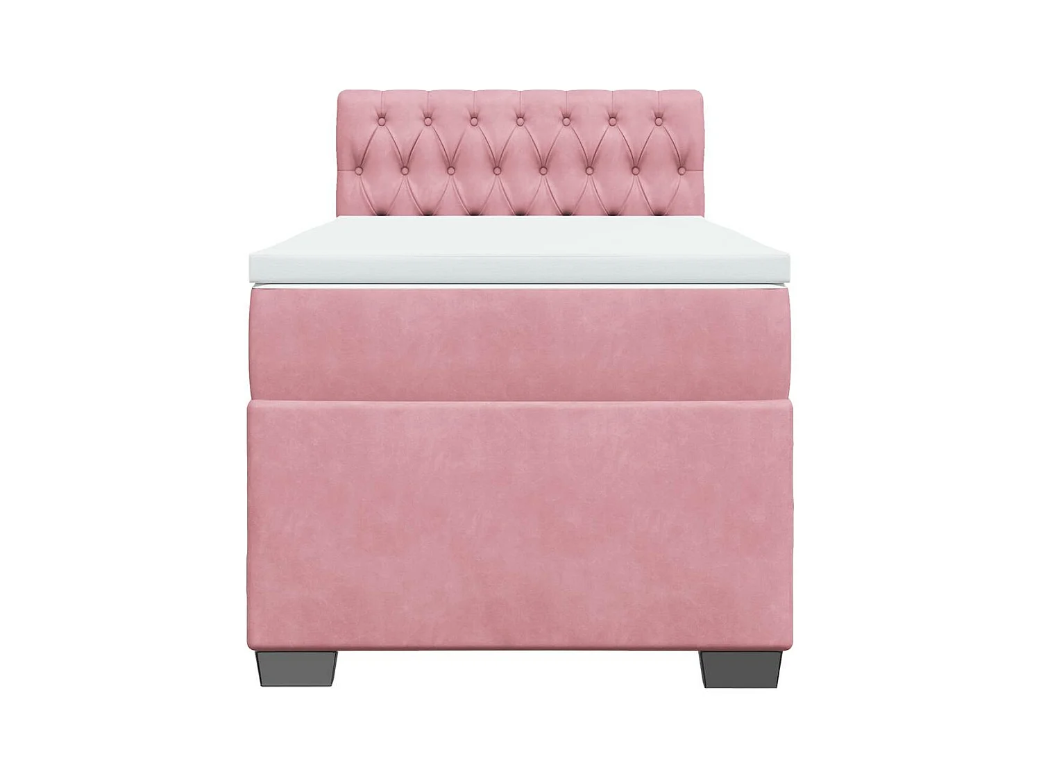 Cama box spring con colchón terciopelo rosa 80x200 cm