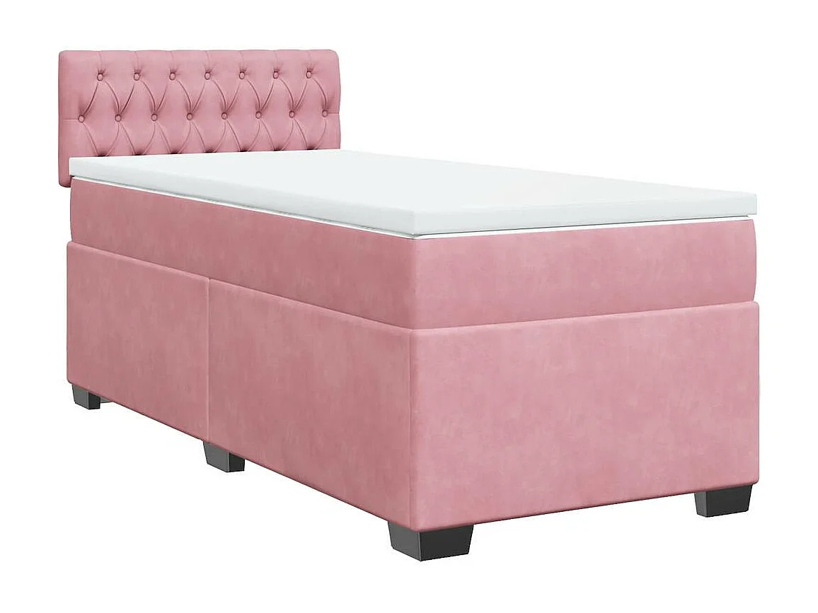 Cama box spring con colchón terciopelo rosa 80x200 cm