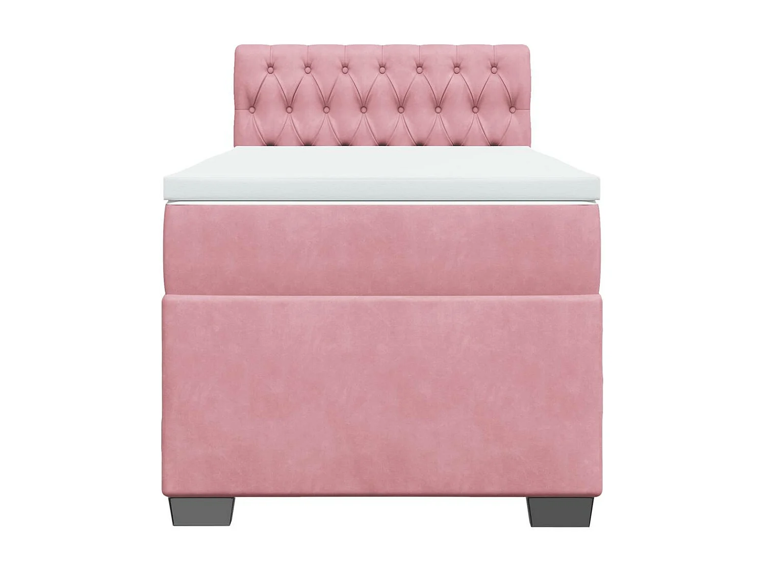 Cama box spring con colchón terciopelo rosa 80x200 cm