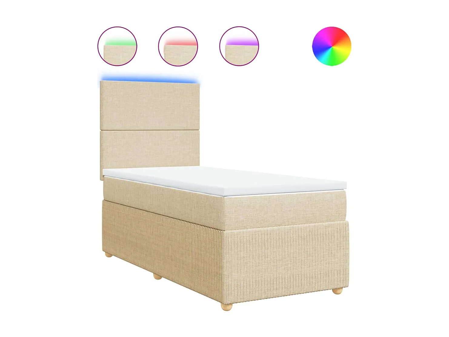 Sommier à lattes de lit et matelas Crème 90x190 cm Tissu