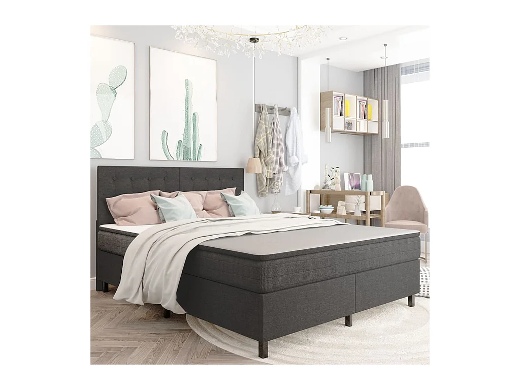 Sommier tapissier Gris foncé Tissu 160x200 cm