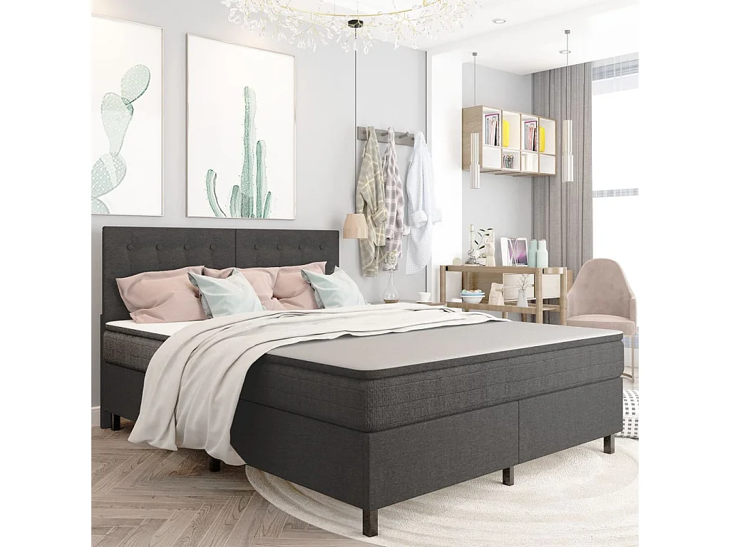 Sommier tapissier Gris foncé Tissu 160x200 cm