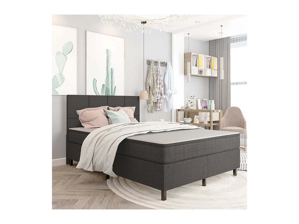 Sommier tapissier Gris foncé Tissu 160x200 cm
