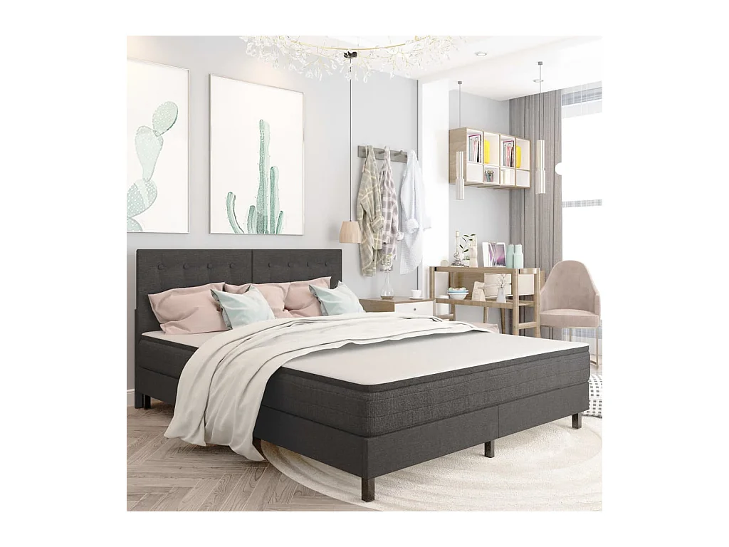 Sommier tapissier Gris foncé Tissu 160x200 cm
