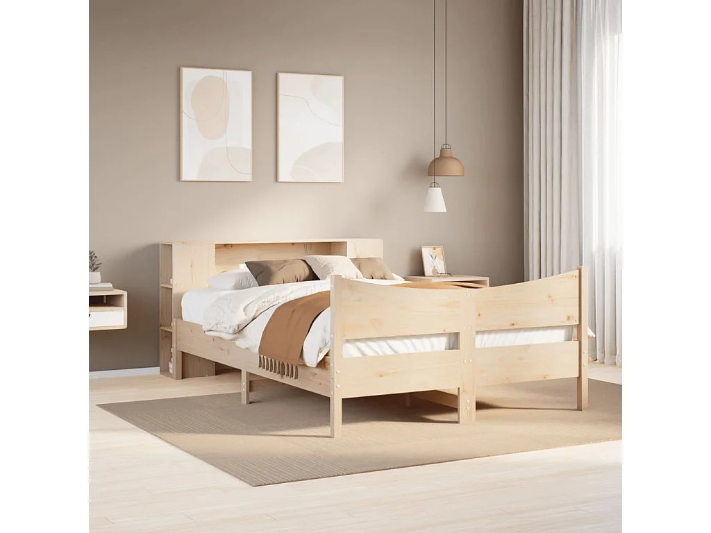 Cadre de lit sans matelas 135x190 cm bois de pin massif