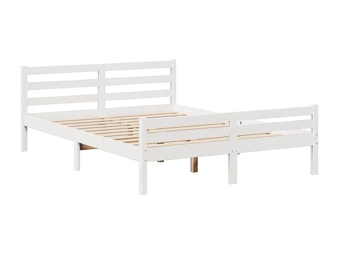 Cama con estantería sin colchón madera maciza blanca 150x200 cm