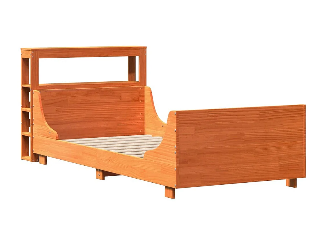 Cama sin colchón madera maciza de pino marrón cera 100x200 cm