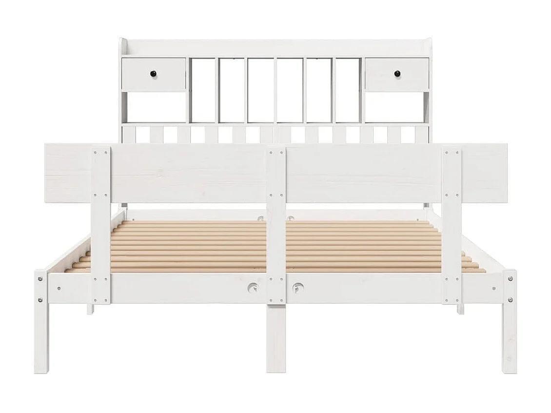 Lit bibliothèque sans matelas blanc 150x200 cm bois pin massif