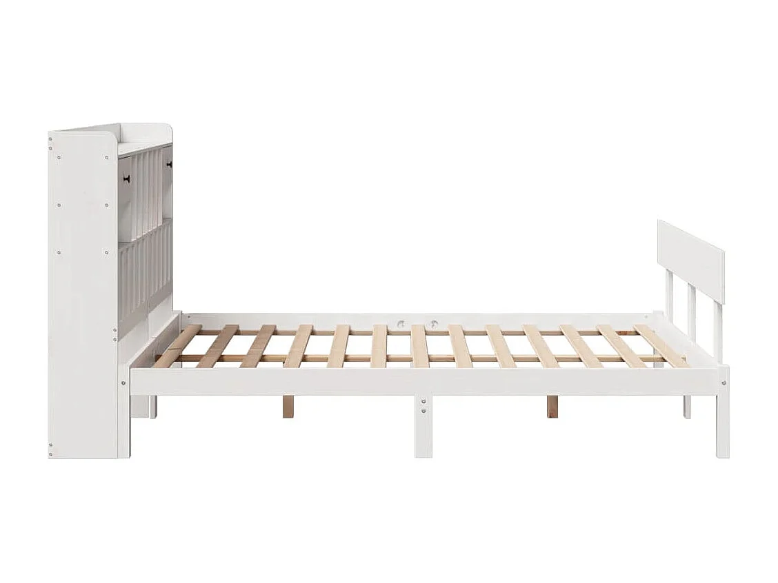 Lit bibliothèque sans matelas blanc 150x200 cm bois pin massif