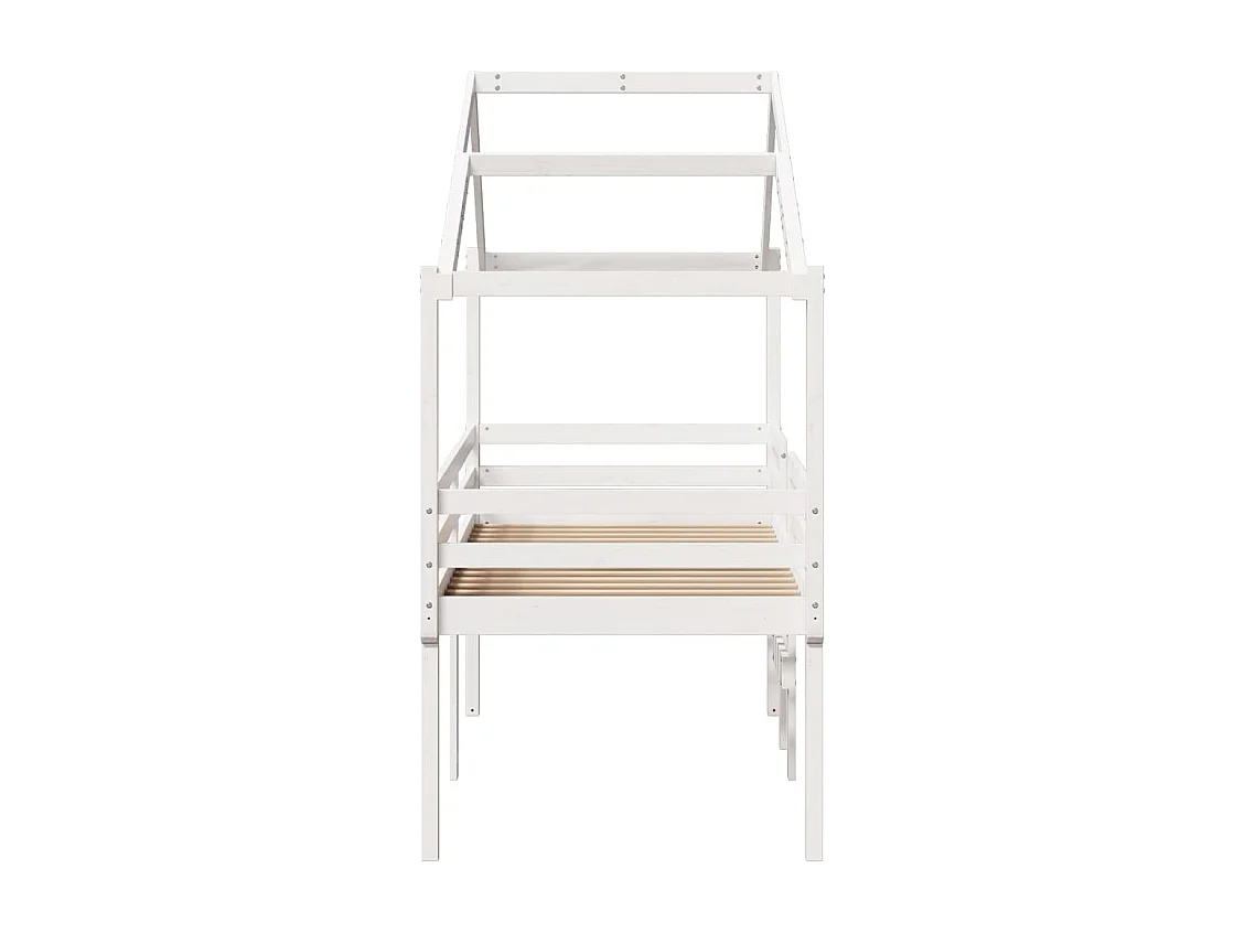 Cama alta com telhado 80x200 cm pinho maciço branco