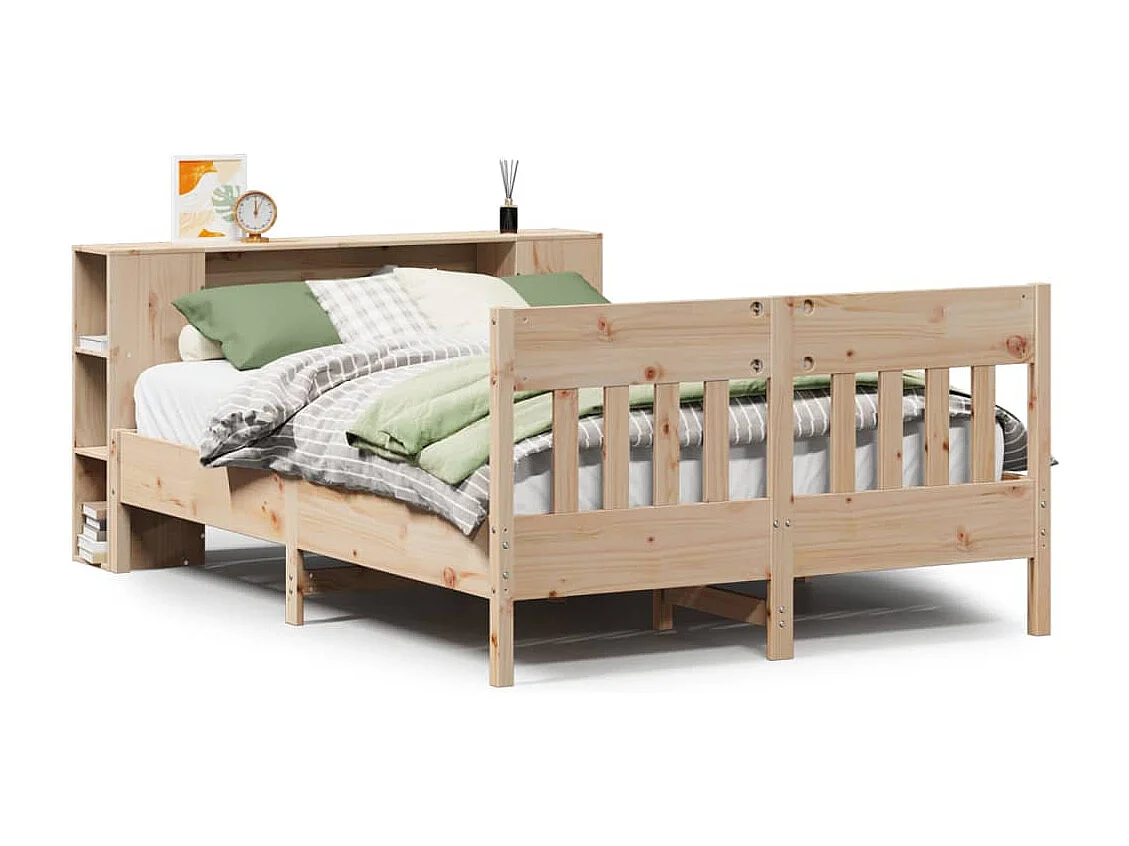 Lit bibliothèque sans matelas 120x190 cm bois de pin massif