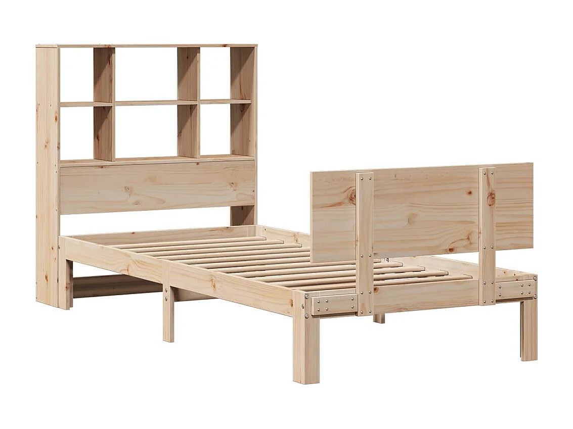 Cama con estantería sin colchón madera maciza de pino 75x190 cm