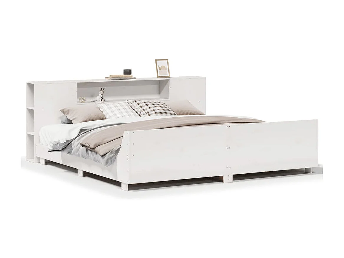 Cadre de lit sans matelas blanc 180x200 cm bois massif de pin