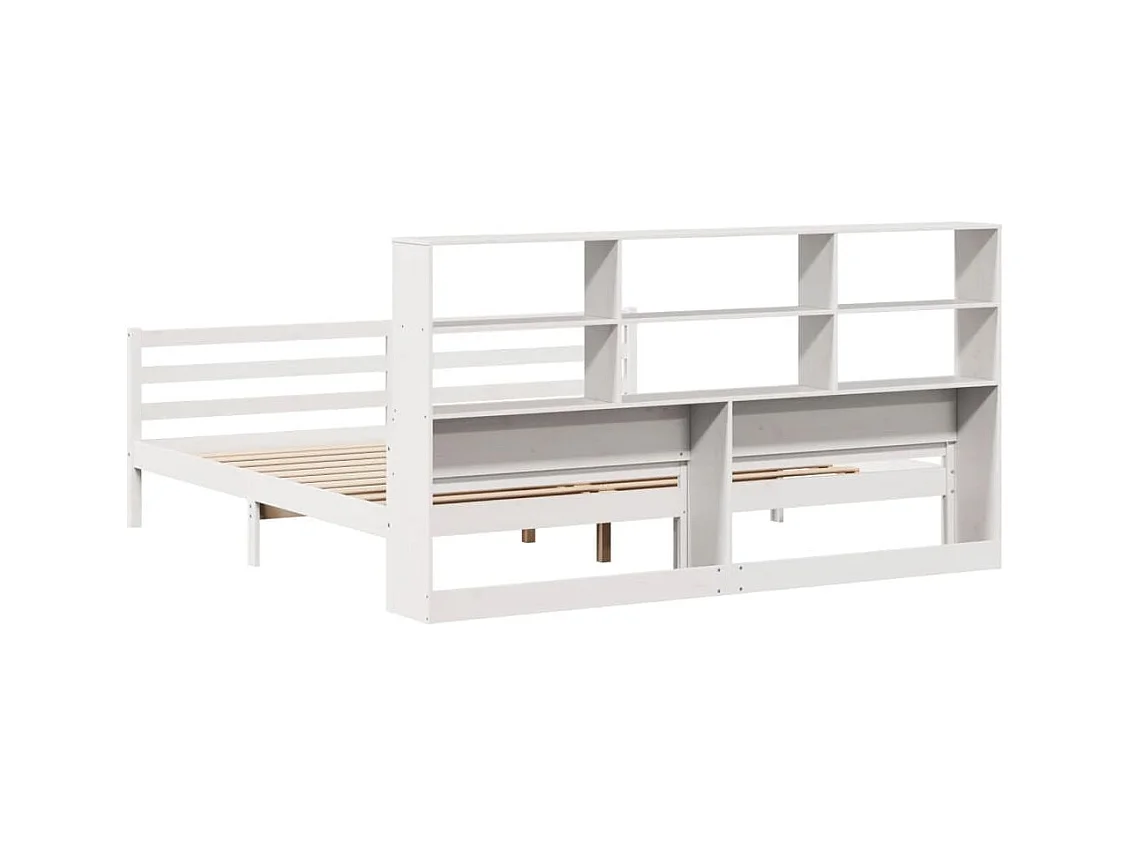 Lit bibliothèque sans matelas blanc 180x200 cm bois pin massif