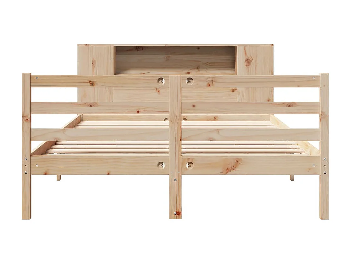 Lit bibliothèque sans matelas 140x200 cm bois massif de pin