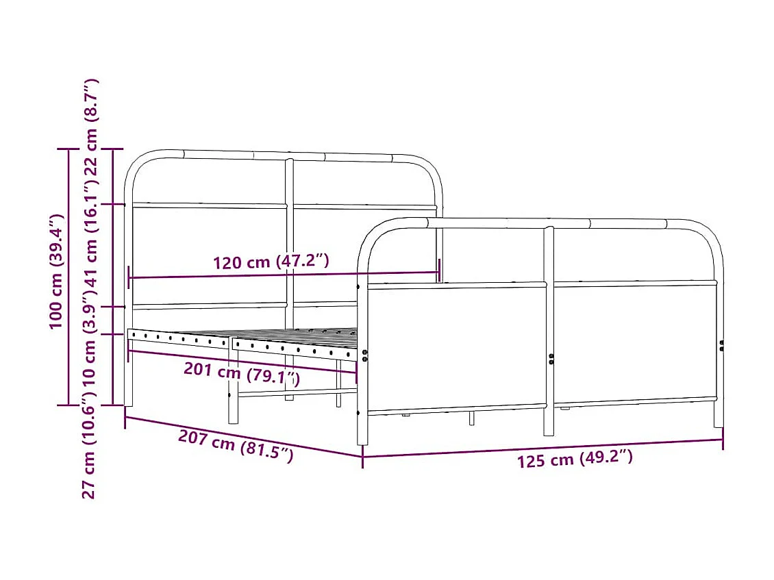 Cadre de lit sans matelas 120x200 cm chêne sonoma