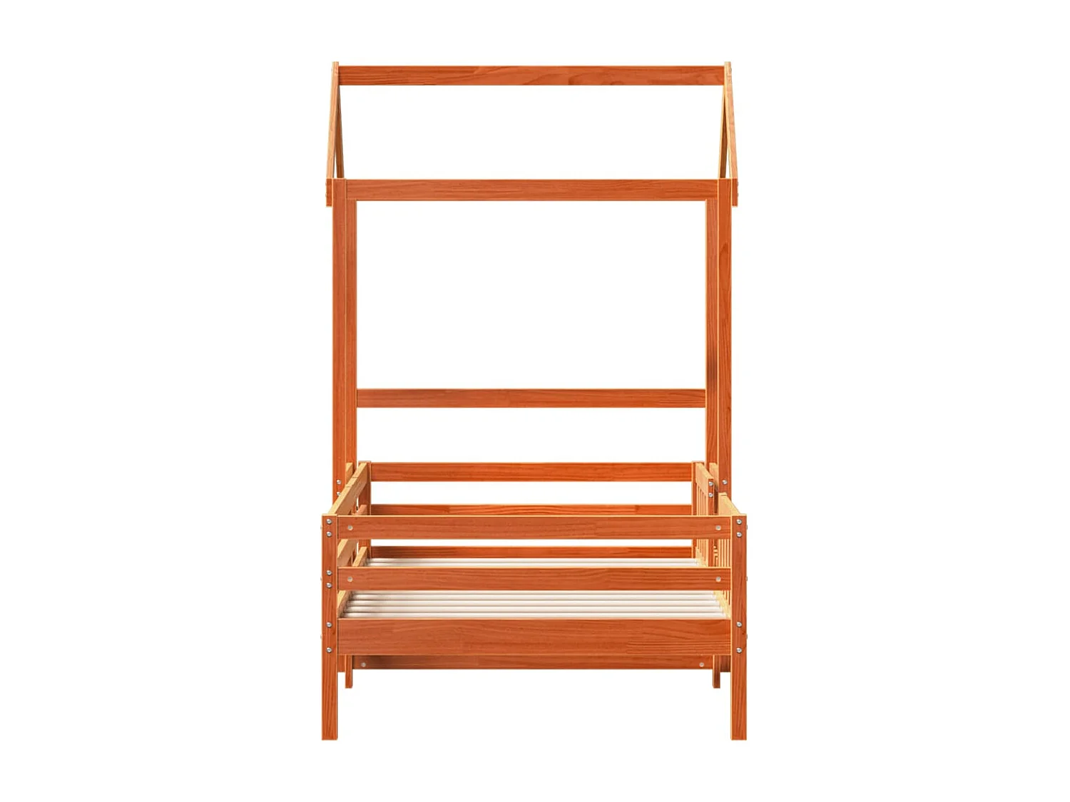 Estructura cama con techo madera maciza pino marrón 75x190 cm